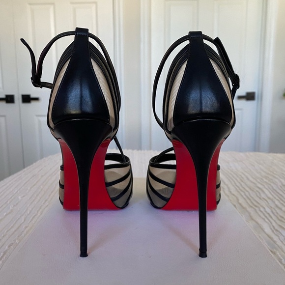 Christian Louboutin Black Filamenta 120 Open Toe Heels Size 38.5 - Picture 5 of 17